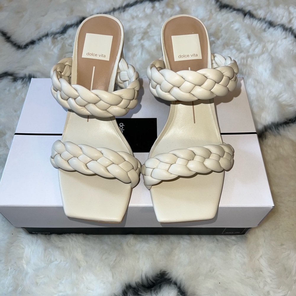 NEW with tags Dolce Vita Paily Braided Heeled sandal size 6.5 ivory